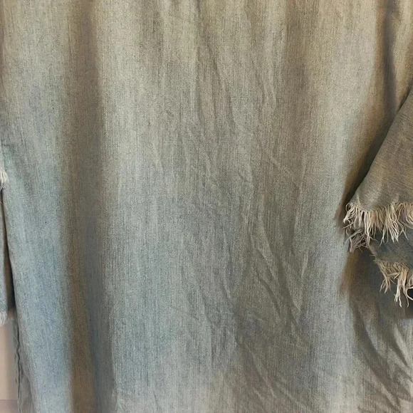 AG Adriano Goldschmied Women's Blue Shannon Denim Ruffle Shirt Top Size S - Picture 3 of 8